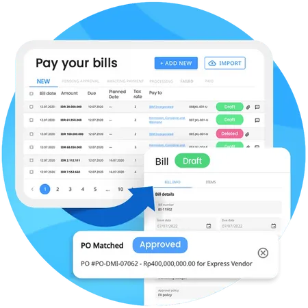 Peakflo’s E-Billing features — online approval system, PO matching, e-Wallet, etc